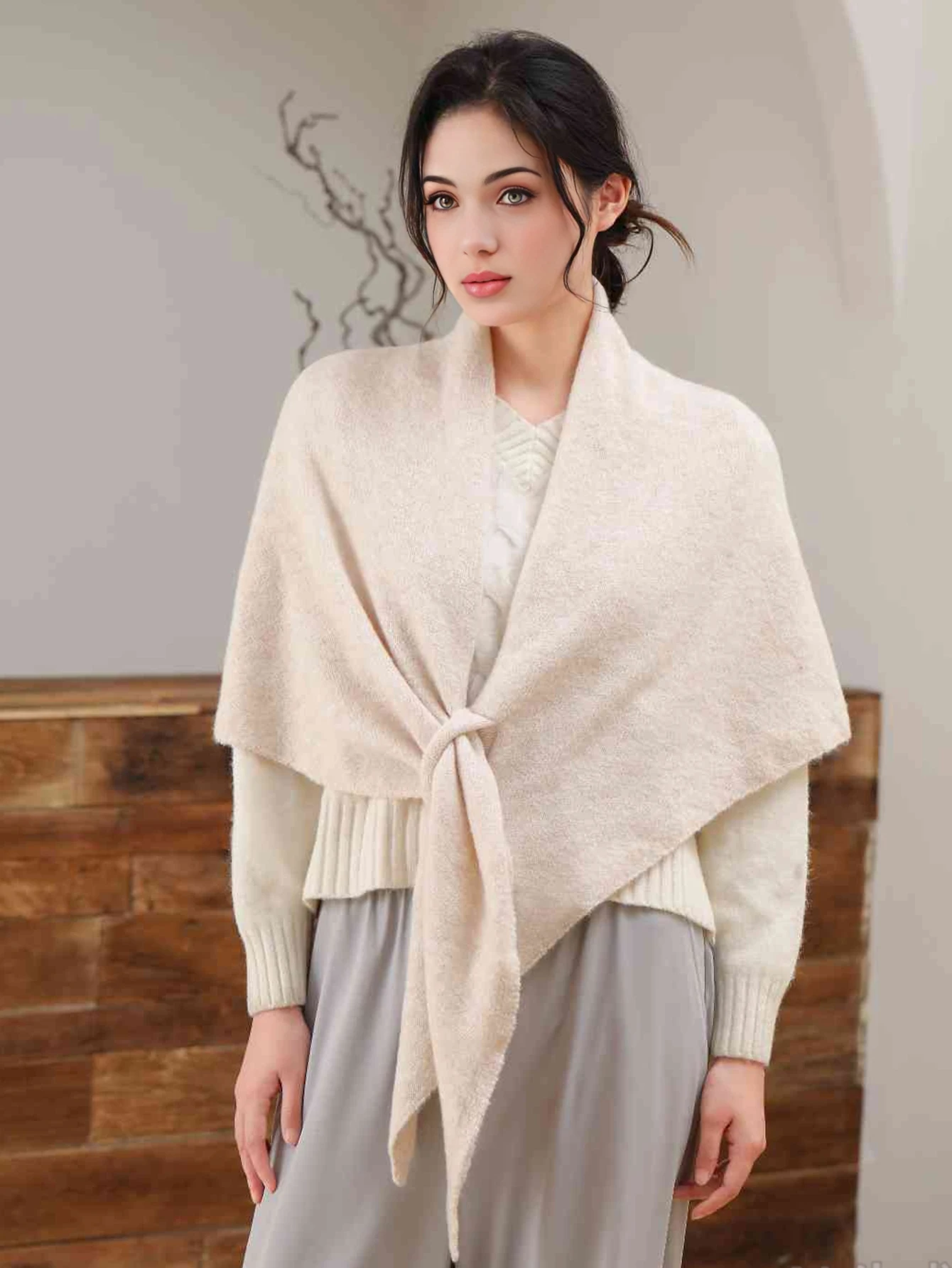 Herbst und Winter Dreieck Schal Neue frauen Neck Wrap Wolle Gemischt Dreieckigen Schal Weibliche Verdickt Mit Gestrickte Warme Schulter