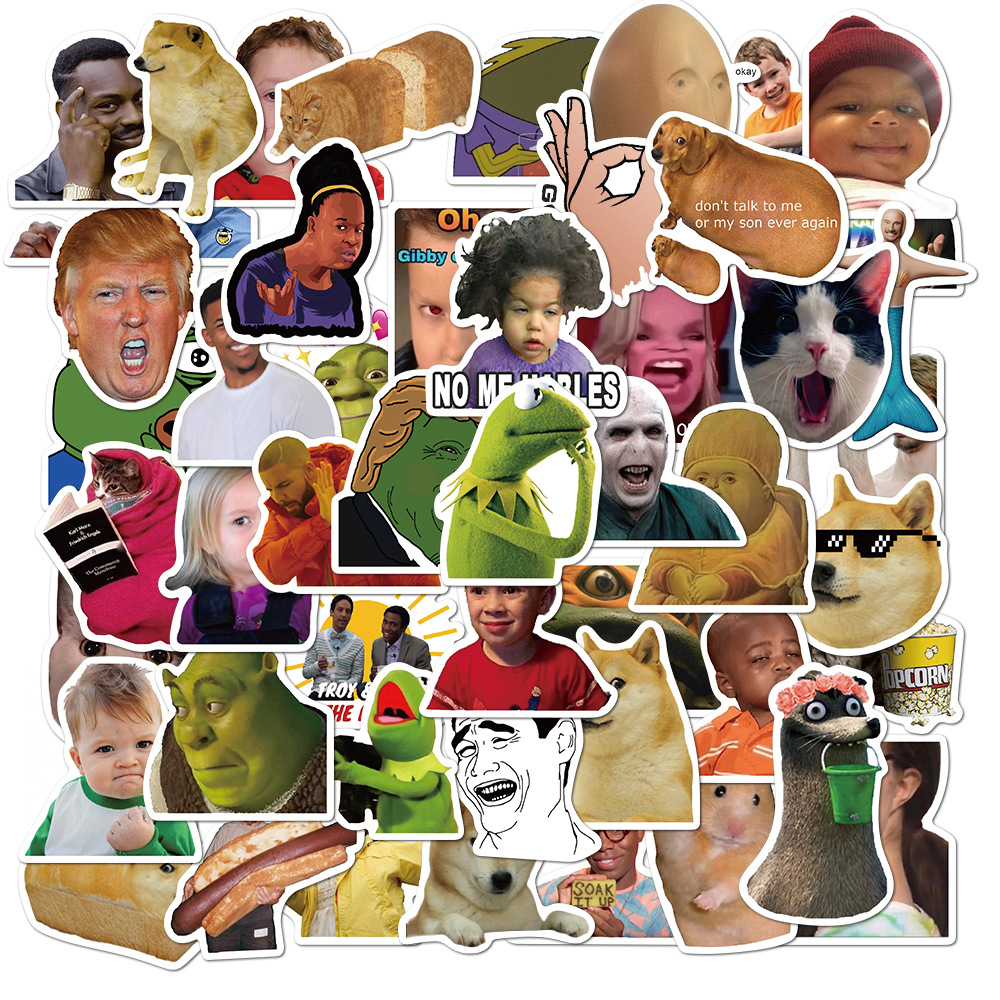 50 ชิ้น/ถุง,Memeตลกแพ็คสติกเกอร์,กันน้ํา,เหมาะสําหรับสเก็ตบอร์ดDlYกระเป๋าเดินทางแล็ปท็อปโทรศัพท์สร้างสรรค์เครื่องเขียนของเล่น
