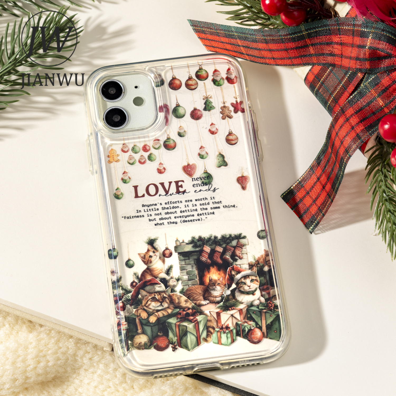 JIANWU 65mm*200cm Christmas Day Series Vintage Tree Light Landscape Material Collage PET Tape Creative DIY Journal Stationery