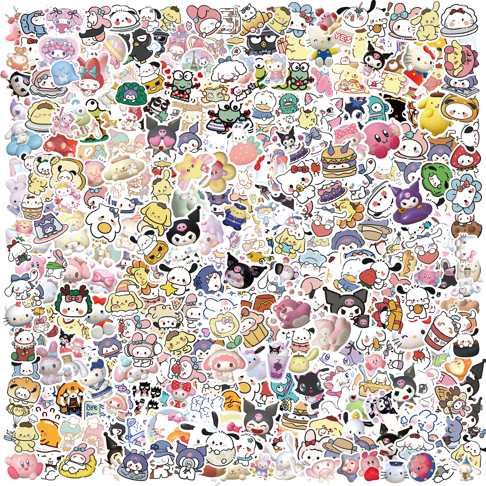 100/200/300 pièces Kawaii Sanrio Kuromi mélodie Hello Kitty autocollants ordinateur portable téléphone portable bagages étanche dessin animé autocollant décalcomanies