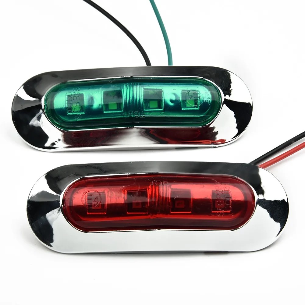Feu de Navigation LED rouge vert pour bateau, 2 pièces, 12-24V, étanche, Signal de voile, voyant d'avertissement pour Yacht marin, marqueur latéral
