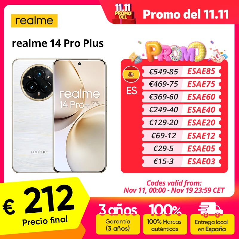 Globale Version realme 14 Pro Plus 5G Smartphone Sony 3X Periscope OIS Kamera Snapdragon7s Gen 3 80W SUPERVOOC Charge IP69