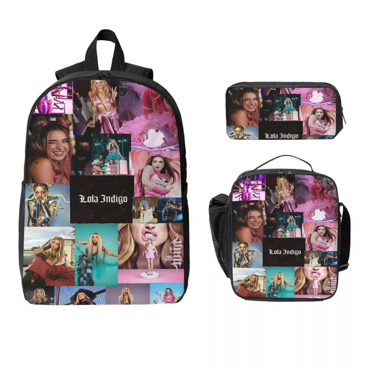 3Pcs Lolas Indigos merch Backpack Set for Boy Girl Pencil Boxes Bookbag Sets with Lunch Box For School Students Knapsack