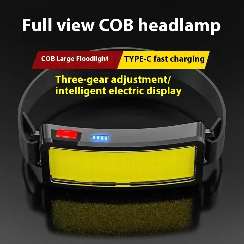 Linterna frontal recargable superbrillante LED COB 180 °   Luz de cabeza impermeable para correr al aire libre, pescar, acampar, senderismo, linterna