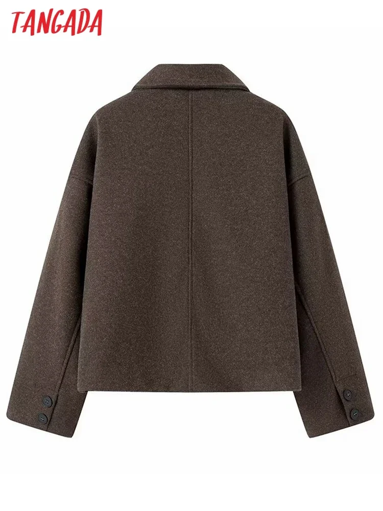 Tangada-abrigo grueso de lana para mujer, abrigo holgado y cálido de gran tamaño, JA07, invierno, 2023