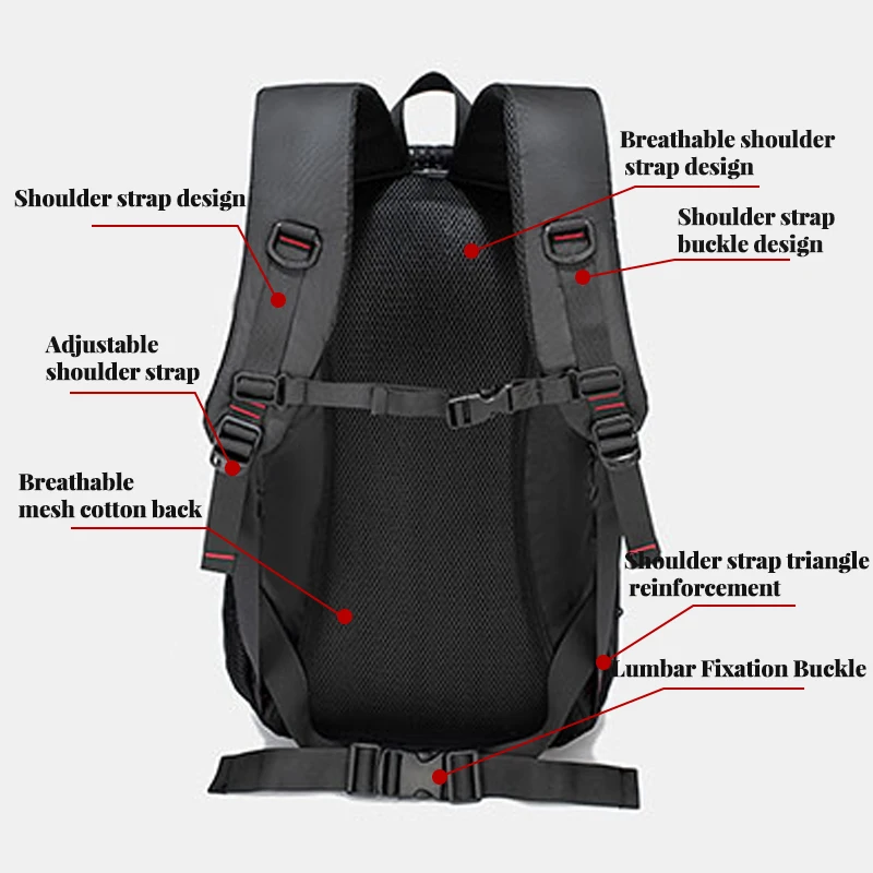 トラベルバックパック 40L 防水軽量アウトドアハイキング、男性と女性のキャンプバックパック