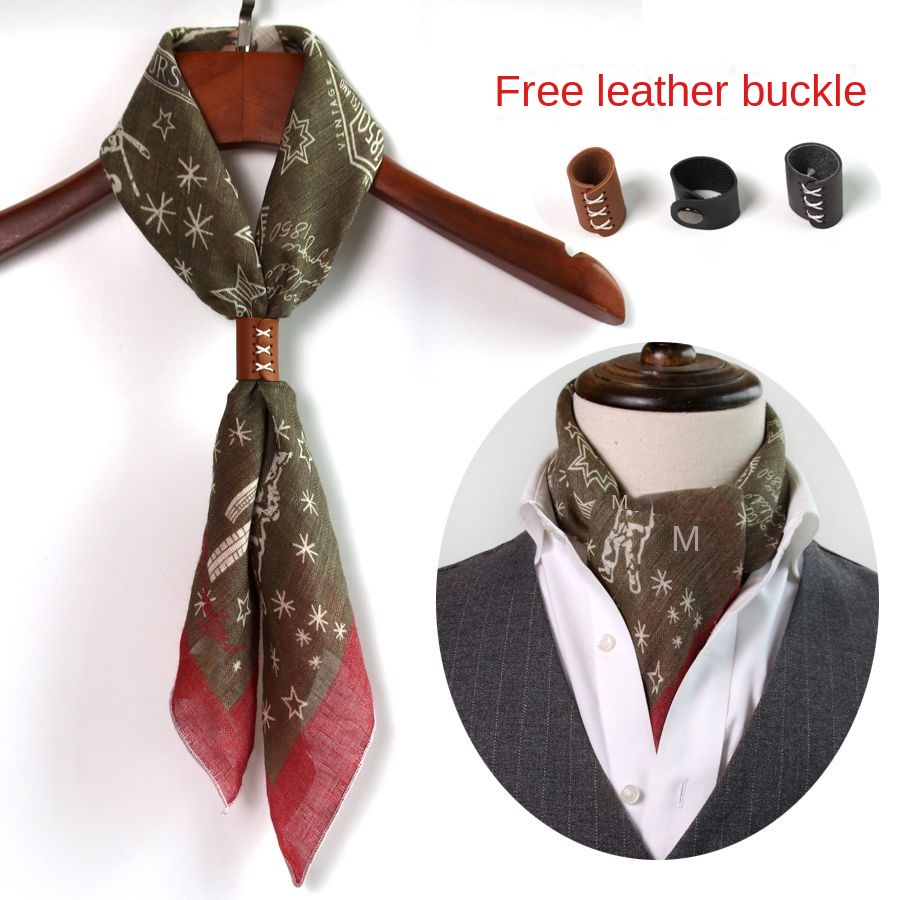 Bufanda Retro artística de algodón y lino para hombre, bufanda coreana para primavera, Otoño e Invierno, bufanda estilo callejero de Hip Hop, toalla cuadrada pequeña