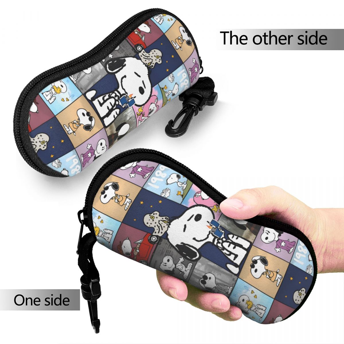 น่ารัก Snoopy การ์ตูนแว่นตาหญิงน้ําหนักเบากล่องถั่วลิสงการ์ตูนคนรักแว่นตากล่องเก็บ Harajuku Eye Contacts กรณี