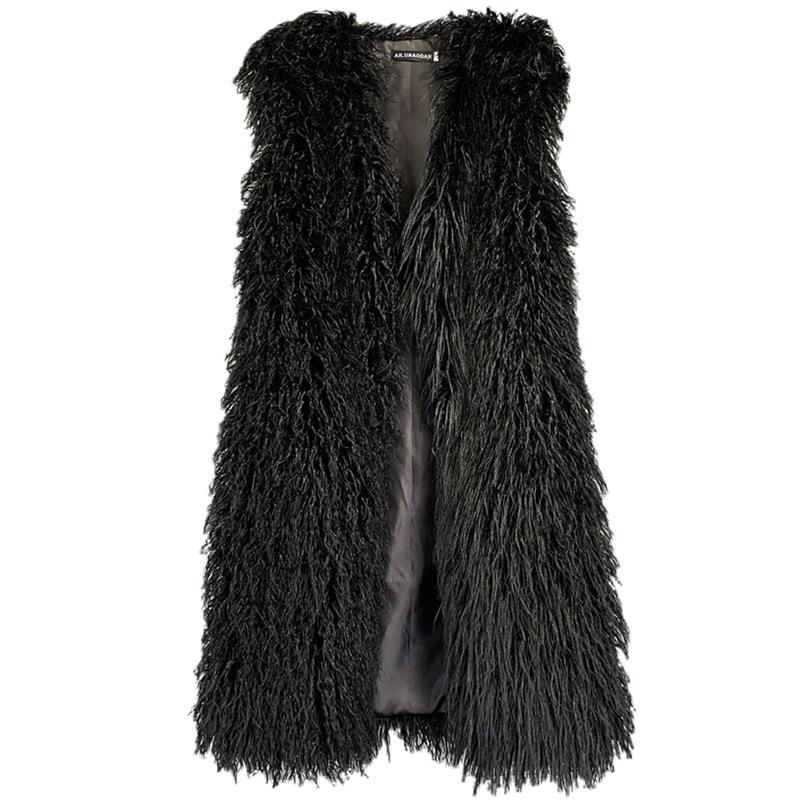 Colete de praia estendido e quente, colete f de lã, casaco longo sem mangas com chapéu, estilo europeu, moda para mulh...