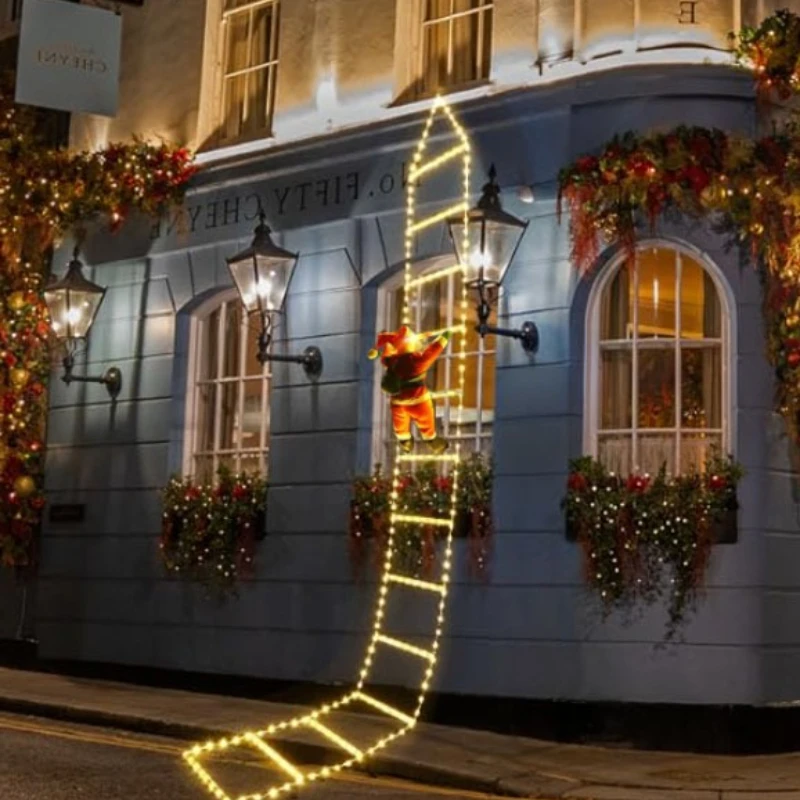 1.5/3M Christmas Decoration LED Santa Claus Climbing Ladder Light USB Plug 8 Flashing Modes Suitable Home Xmas Tree Wall Window