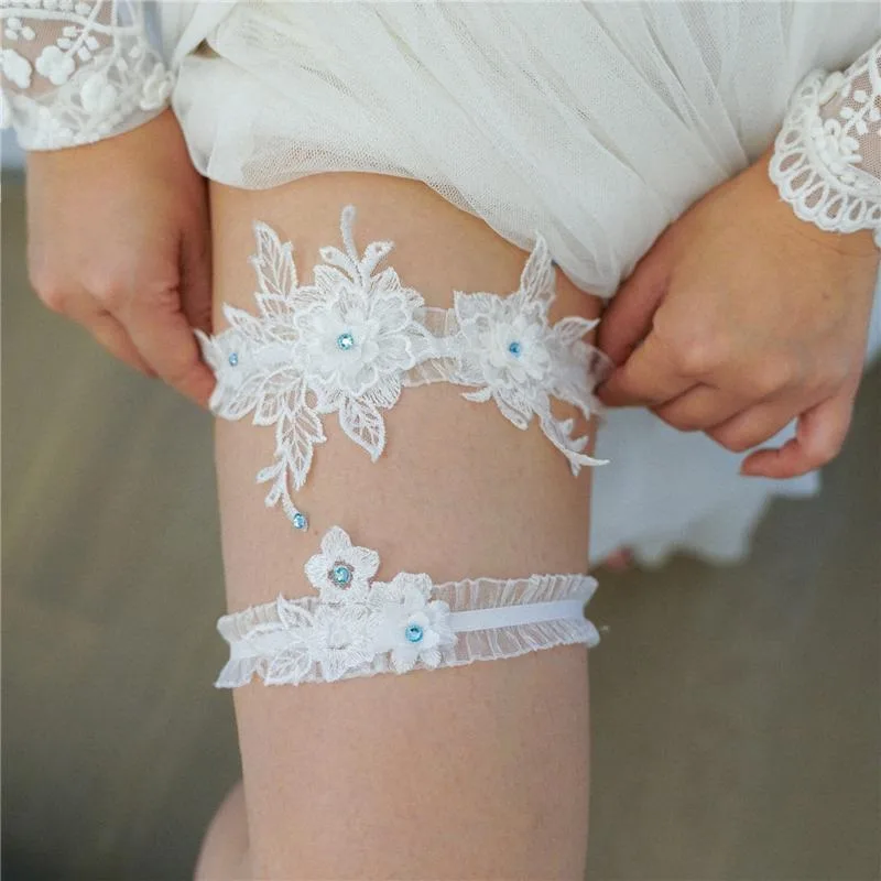 Cinto de liga de renda moda feminina noiva sexy renda flor strass casamento coxa perna liga anel para acessórios de casamento