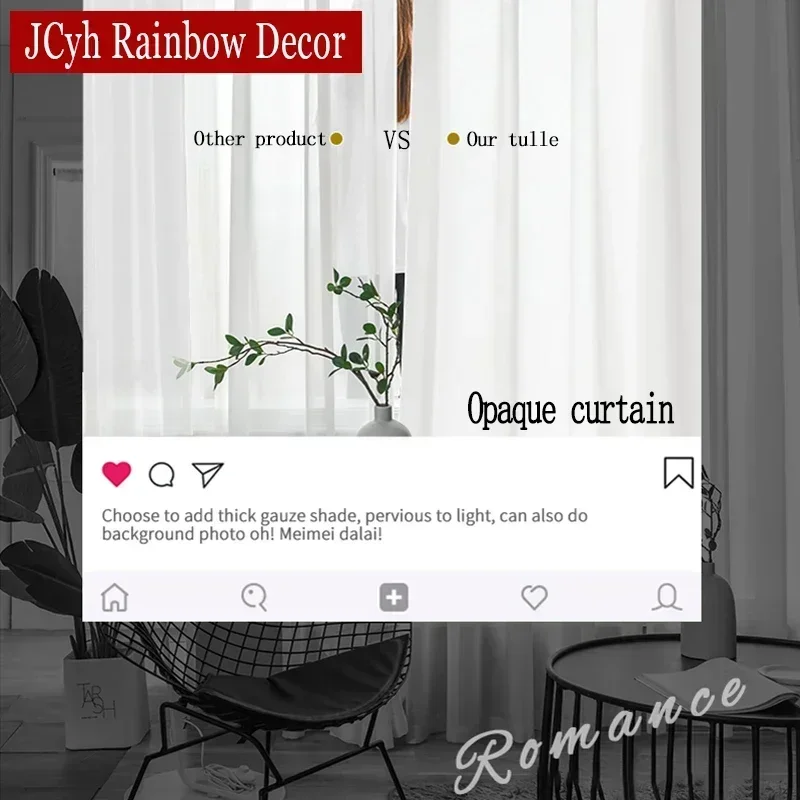 Màu Trắng Cao Cấp Bán Nghiền Nát Sheer Màn Cho Phòng Khách Cửa Sổ Màu Trơn Dài Voan Phòng Ngủ Màn Voan Đảng Bộ Chăn Drap