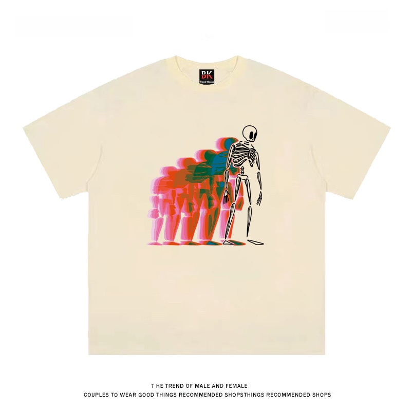 Trend House LIEF オーバーサイズ ハイストリート プリント 半袖 Tシャツ ベースレイヤー シャツ ファッショナブルなベーシック クルーネック トップ