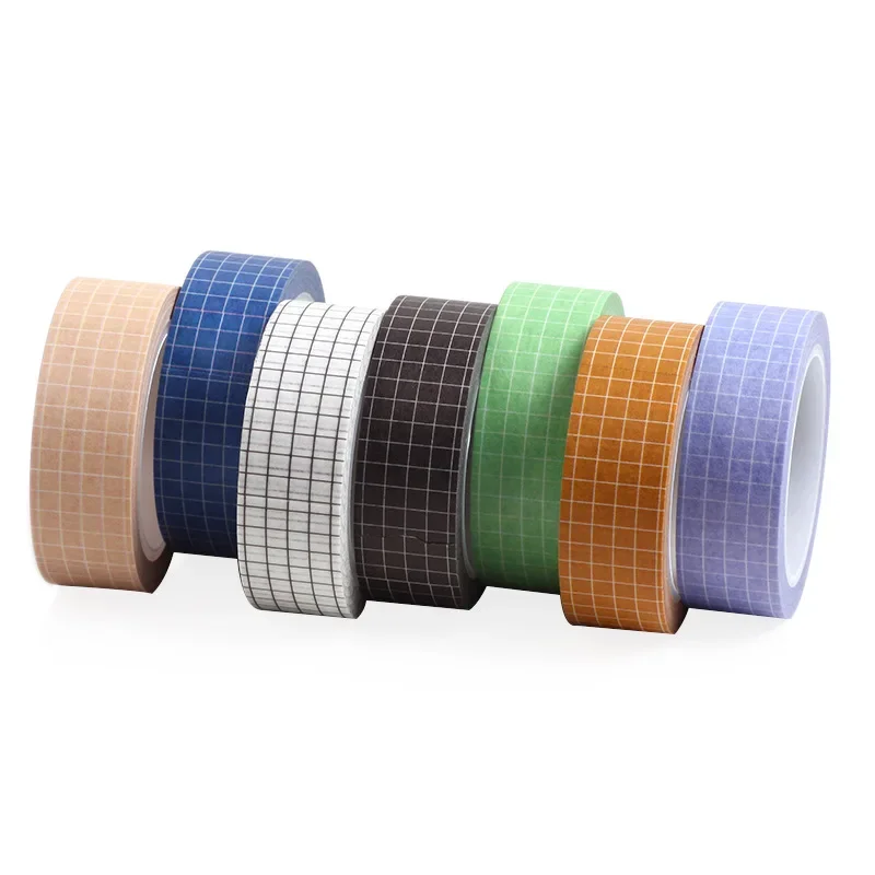 15mm*10m Simple Basic Solid Color Grid Washi Tape DIY Scrapbooking Masking Tape  Decorative Sticker Stationery