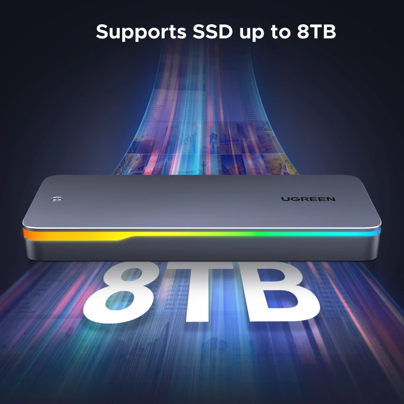 UGREEN 20 Гбит/с M.2 SSD Корпус NVMe SATA SSD Адаптер корпуса USB 3.2 Gen2 Внешний корпус поддерживает эффект освещения RGB