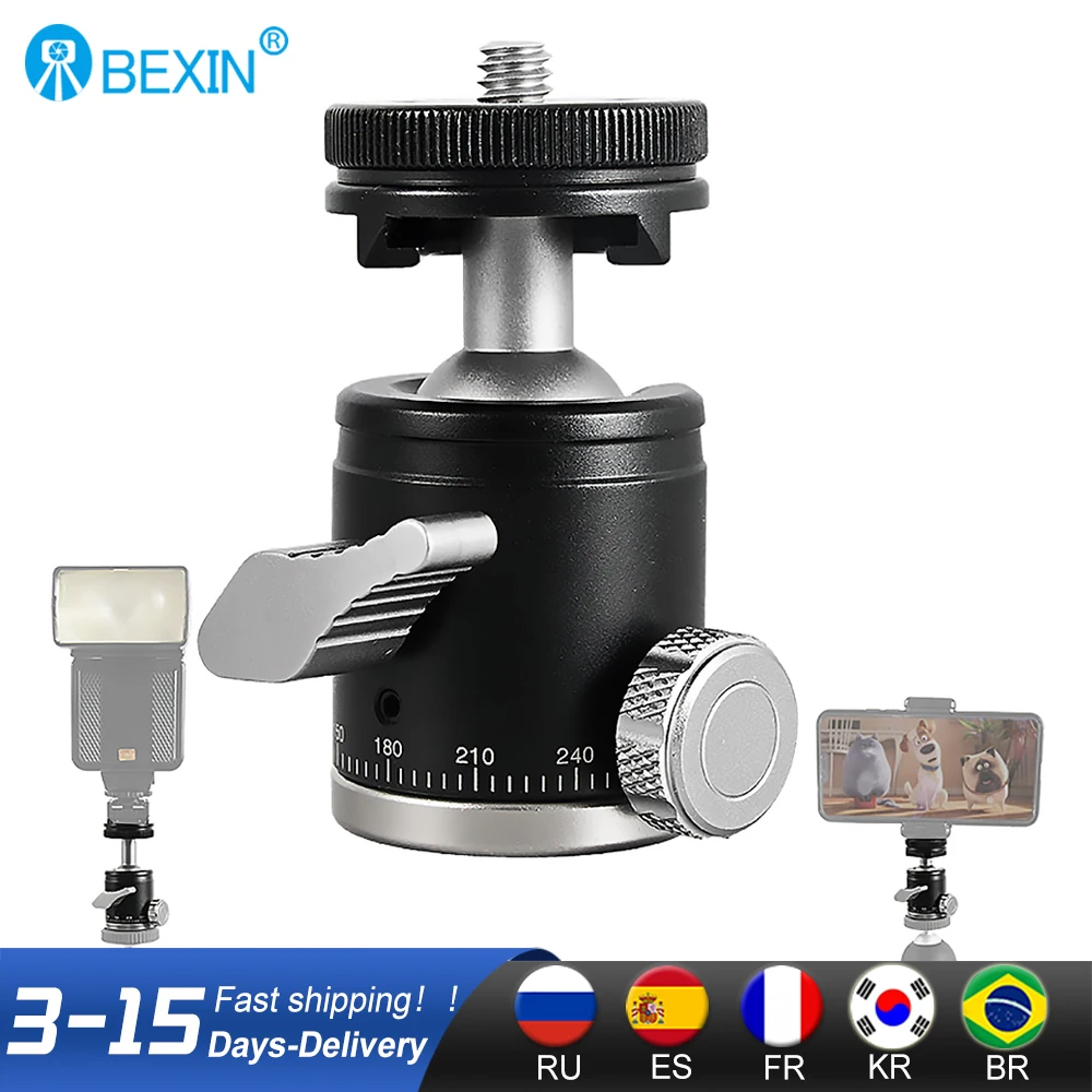 BEXIN K19 Mini Giày Lạnh Bóng Đầu Kép Sử Dụng Ốc Vít 1/4 Giày Lạnh Hợp Kim Nhôm Cho Điện Thoại Máy Ảnh Speedlite Chân Máy gậy Chụp Hình Selfie Stick
