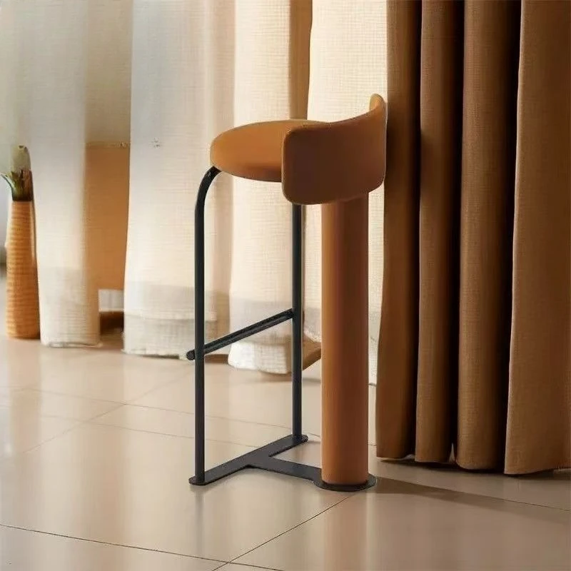 Modern Luxury Velvet Upholstered Bar Stool with Footrest Round Backrest Counter Height Chair for Cafe Bistro & Home Decor
