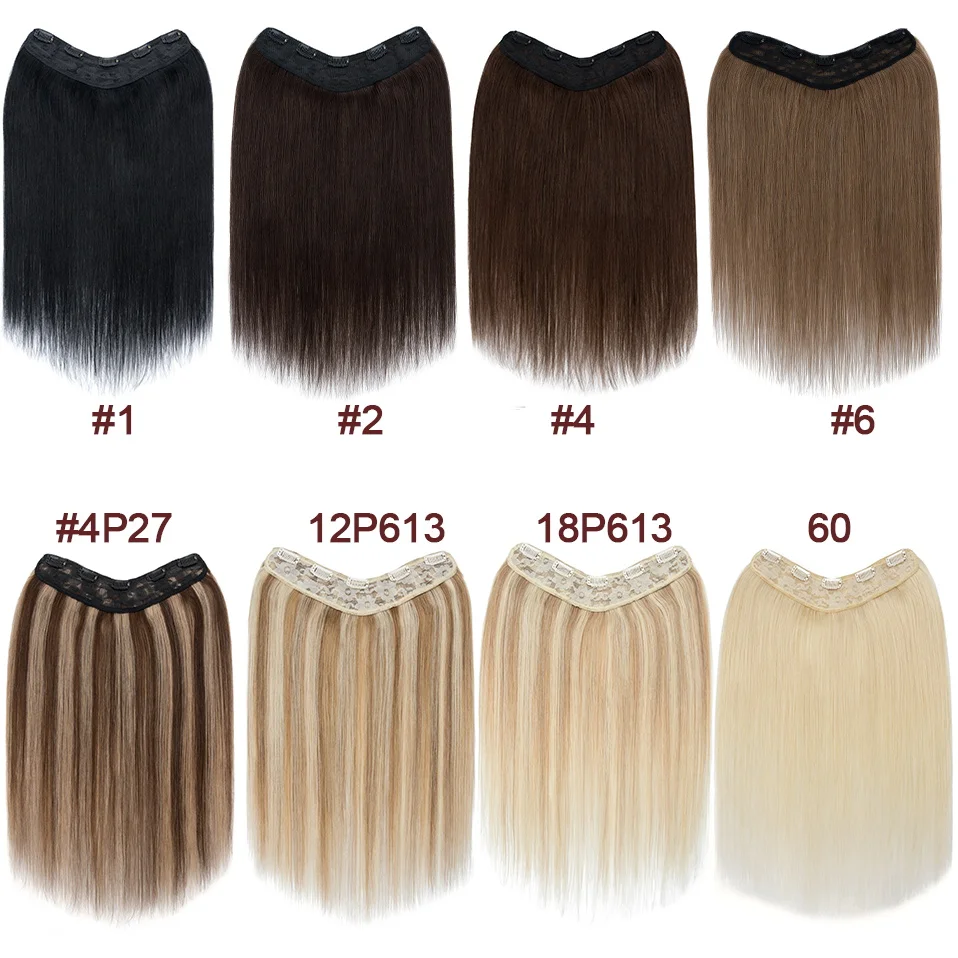 Sego 12 "-22" clipe em forma de v em extensões de cabelo cabelo humano real invisível clipe sem emenda em linha reta uma peça postiços para mulher