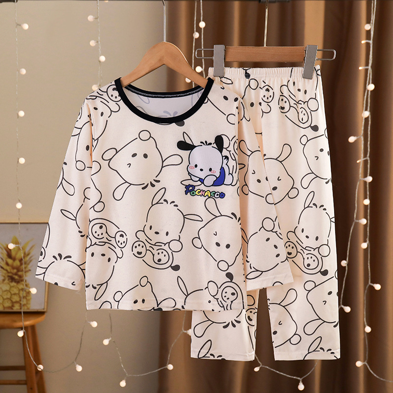 Pijamas para niñas, pijamas para niños de primavera y otoño, pijamas de manga larga con dibujos animados para niños, bata, ropa para niños, madre