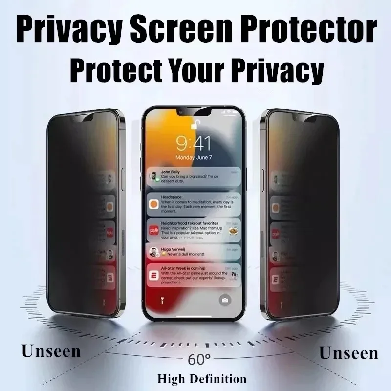 4 pezzi protezione schermo privacy per iPhone 16 15 14 13 Pro Max 15 14 Plus 13 12 mini 11 Pro XS Max X XR privacy vetro temperato