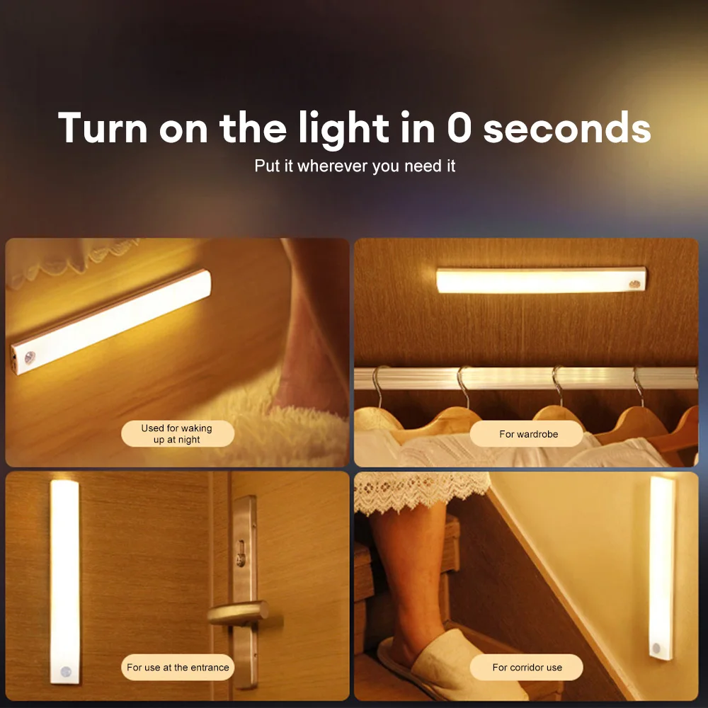 20/30/50cm Wireless Light White/warm Light Handheld Rechargeable Light Stick Infrared Motion Sensor Lamp For Wardrobe Toilet