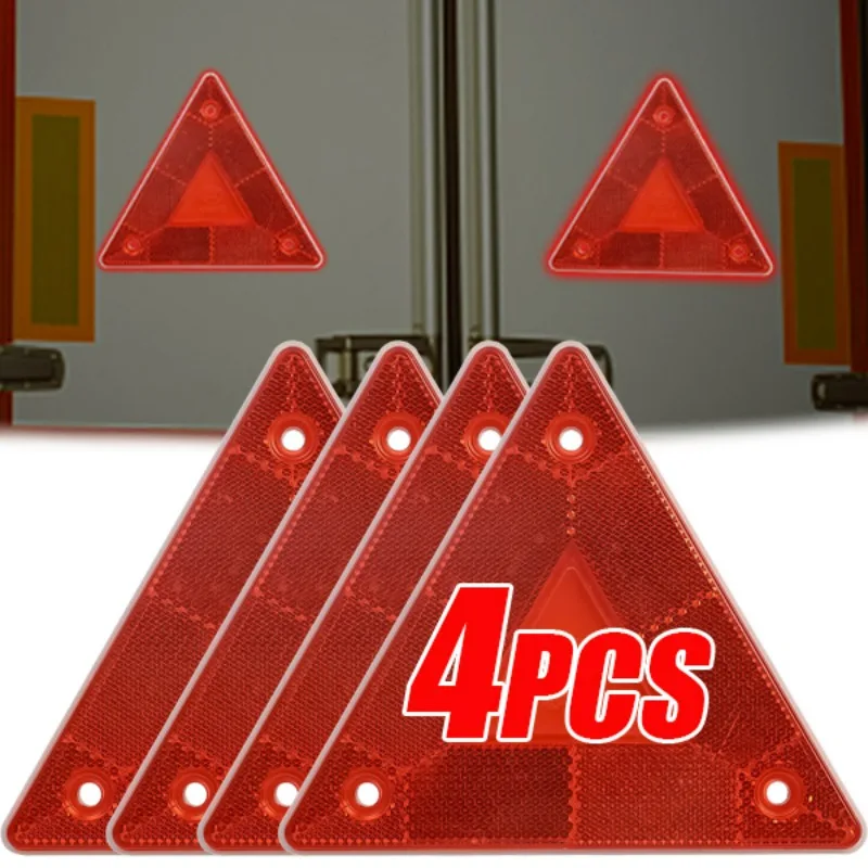 Reflector de advertencia triangular para camión, placa de señal de advertencia de parada, luz trasera, tablero de señal reflectante de seguridad, Reflector de advertencia rojo, 4/1 Uds.