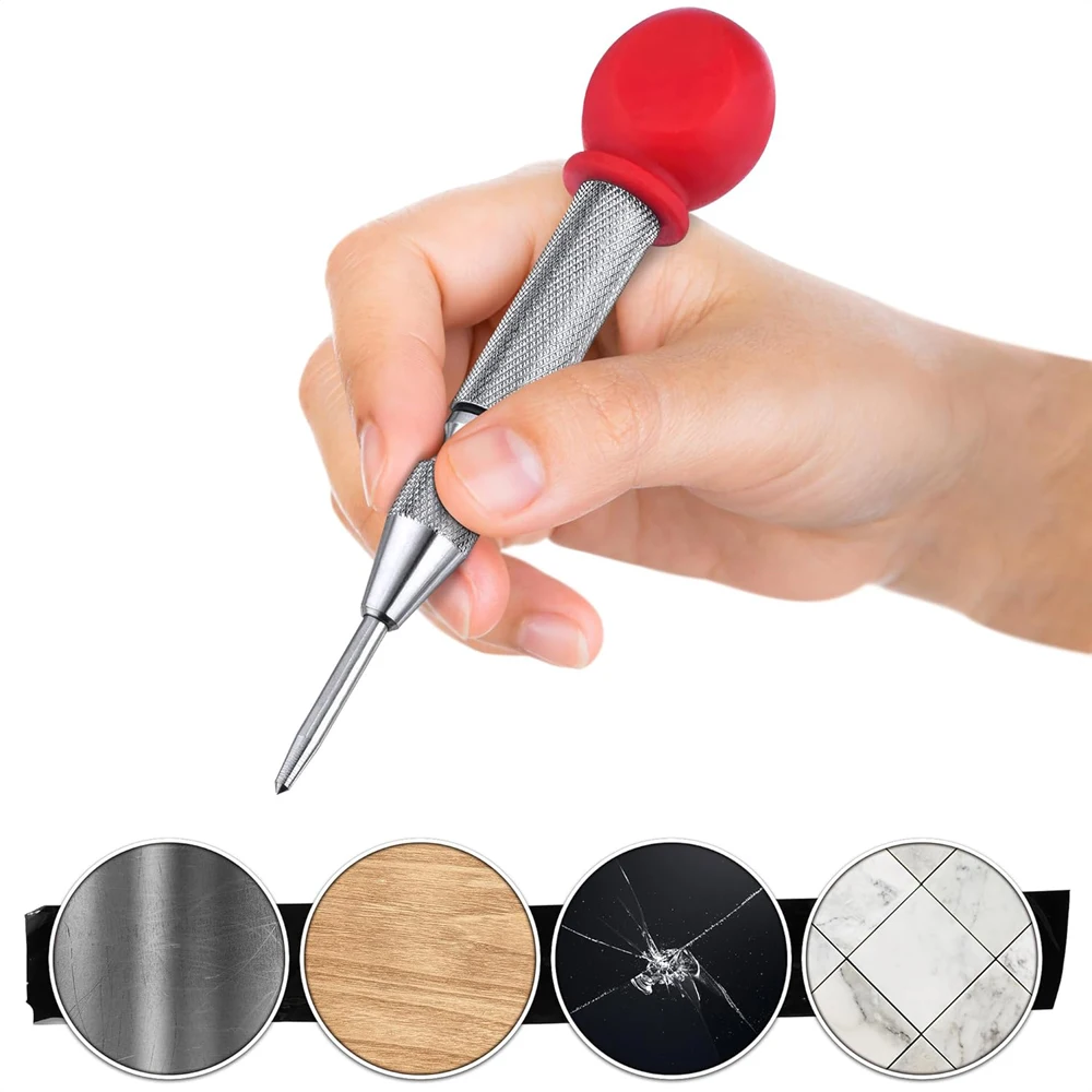 New Automatic Center Punch Glass Breaker Window Puncher Bit Center Punch Eyelet Automatic Spring Impact Punch Woodworking Tools