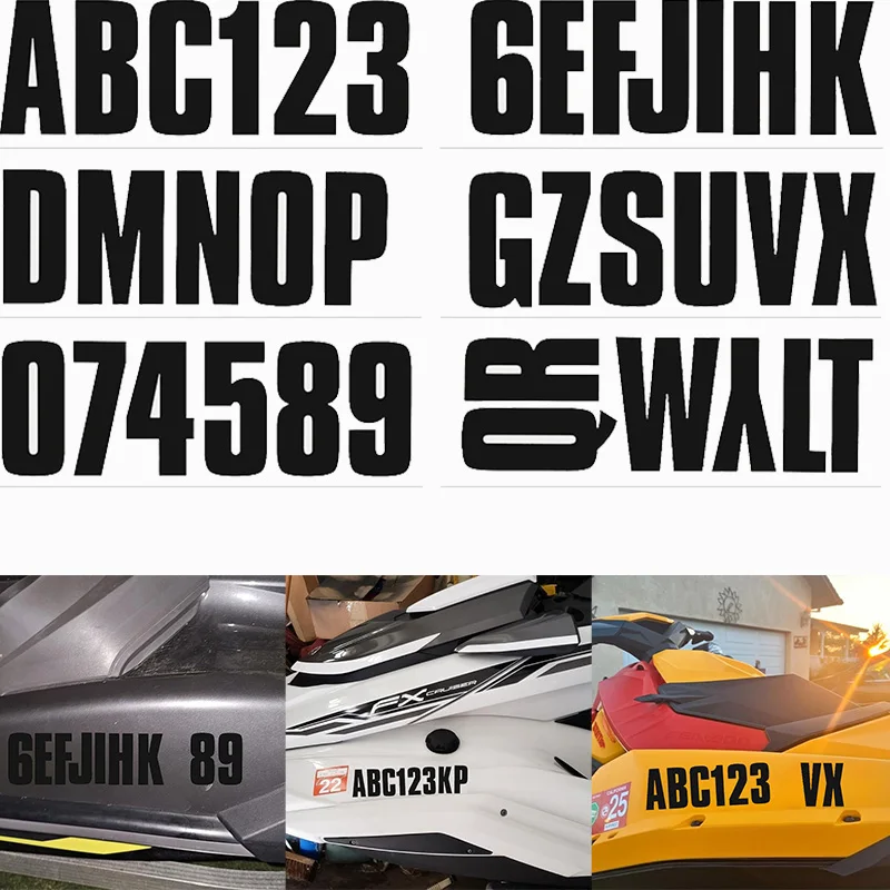 Zahlen Buchstaben Boot PWC Registrierung Aufkleber Wasserdichte Vinyl Aufkleber Universal für DIY Fischerboot Kanu Kajak Auto LKW