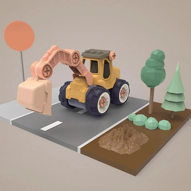 Kinderen Kid Demontage DIY Nut Assemblage Engineering Voertuiggraafmachine Gratis Schroevendraaier