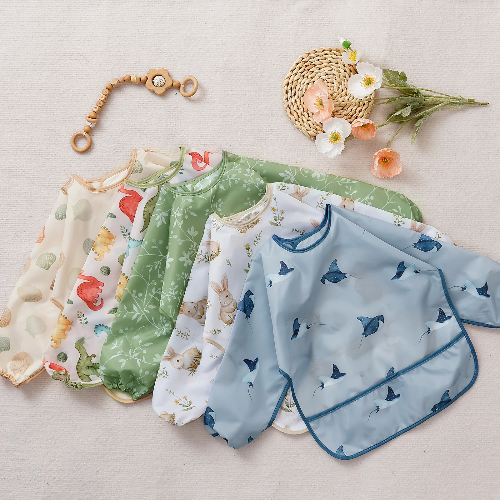 1 Stück wasserdichte Baby-Lätzchen, niedliches Säuglingsessen, Kind, Zeichnen, Langarm-Schürze, selbsternährendes Baby, 0–3 Jahre