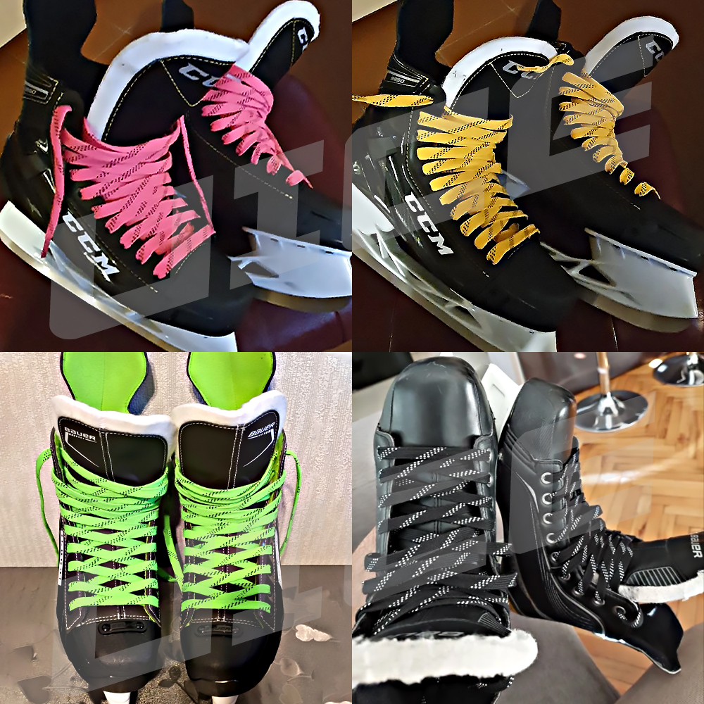 Cadarços de skate de hóquei no gelo 84 96 108 120 polegadas trança de camada dupla reforçada com ponta encerada design sapato de skate de hóquei laer acessórios de hóquei