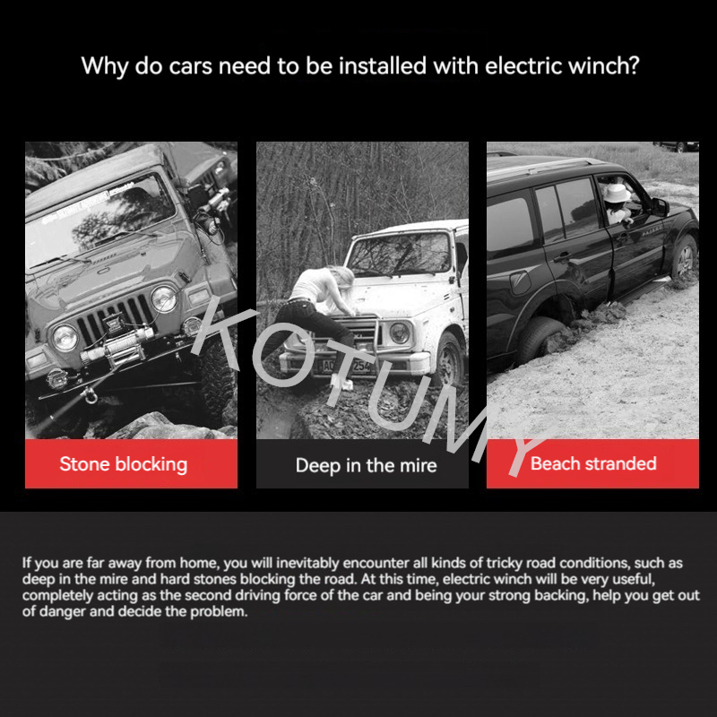 차량 자체 구조 오프로드 윈치, 차량 크레인 3000 Lbs 핸들용 전기 윈치, 3000 lbs, 12V, 24V, 48V, 60V