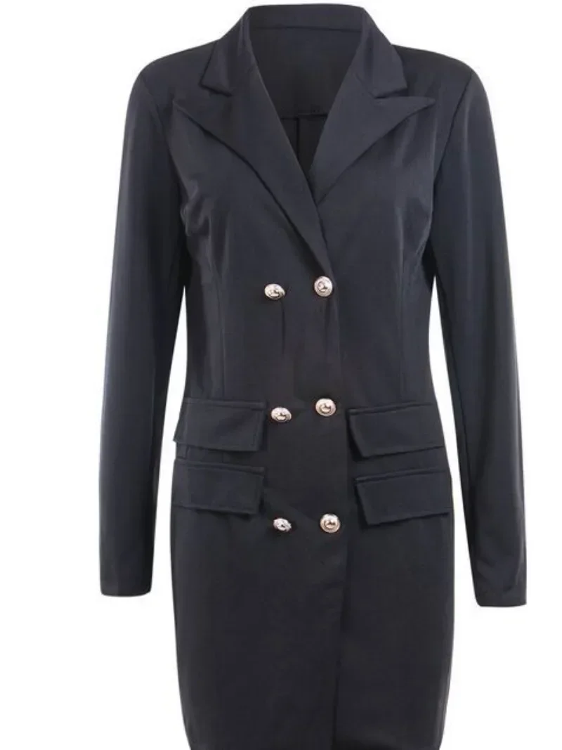 Blazer Élégant à Manches sulfpour Femme, Robe de Bureau, Noir et Blanc, Mode Décontractée, Grande Taille, Printemps et Été