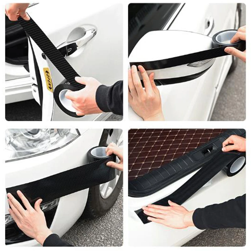 3D Sợi Carbon Dán Xe Hơi DIY Dán Bảo Vệ Dây Tự Động Gắn Cửa Mặt Gương Chống Trầy Xước Băng Keo Chống Thấm Nước Bảo Vệ Bộ Phim 10Cm