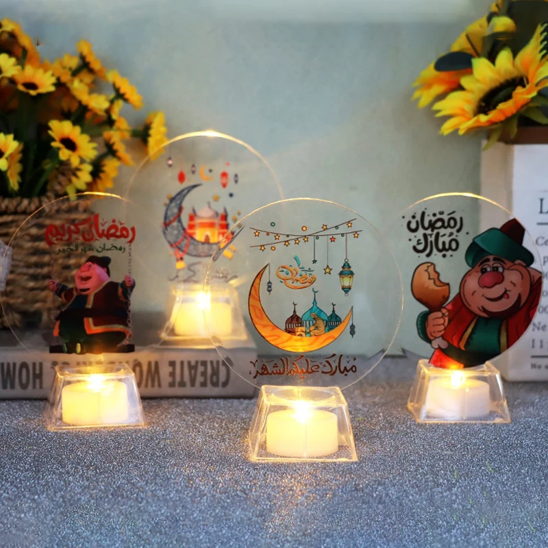 Lámpara decorativa con patrón de dibujos animados para el hogar, candelabro LED acrílico, luz nocturna, decoración de Ambiente, Festival de Ramadán musulmán