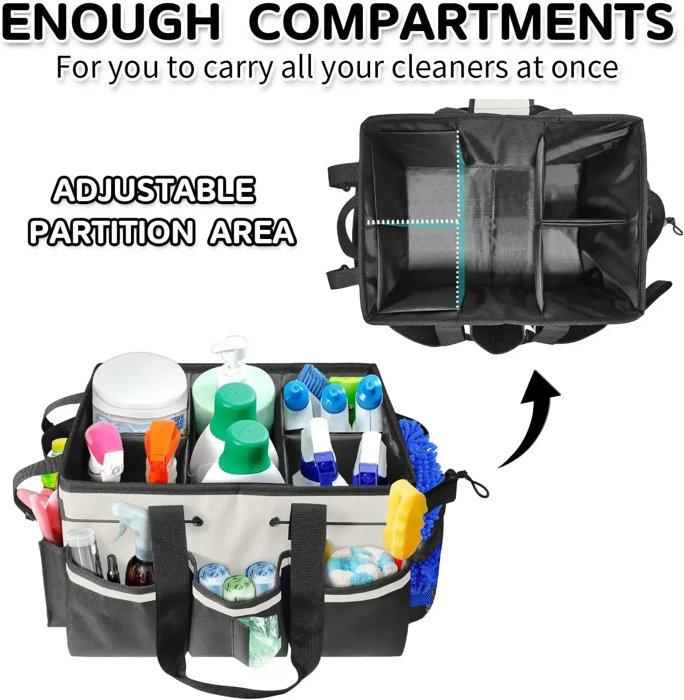 Sac à outils multifonctionnel, sac de rangement pour outils de nettoyage, sacs de rangement en tissu Oxford de grande capacité, imperméables et résistants à l'usure