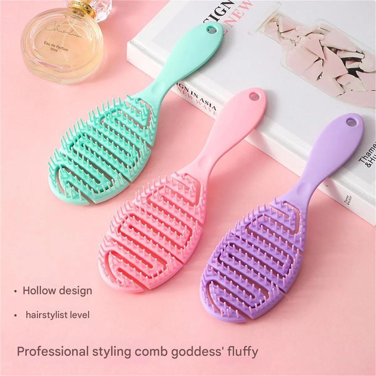 Pettine per massaggio del cuoio capelluto, pettine cavo, pettine per capelli antistatico, bagnato e asciutto, pettine per asciugacapelli, strumento per lo styling di bellezza