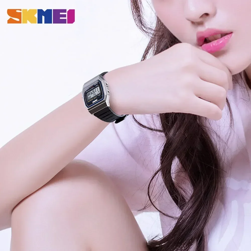 Reloj de pulsera SKMEI 1412 resistente al agua con fecha y semana para mujer, relojes deportivos para parejas, reloj Digital femenino a la moda para mujer