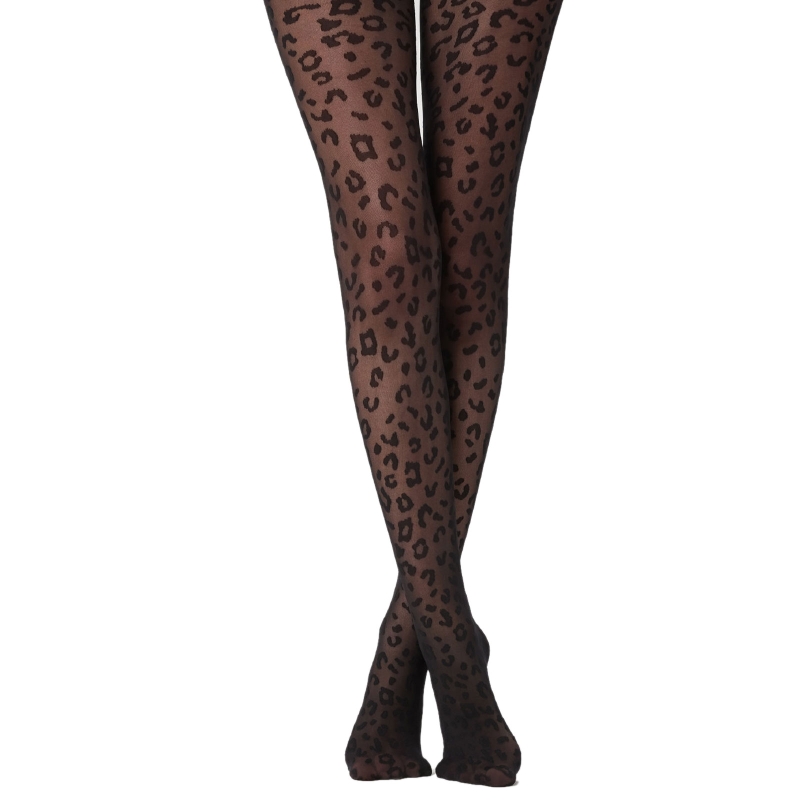 Phụ Nữ Mùa Hè Sheer Mỏng Quần Gothic Vintage Da Báo Động Vật Hoa Văn Thun F3MD