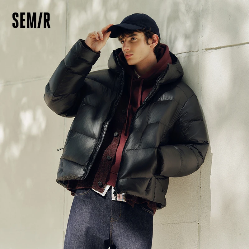 Semir jaqueta masculina solta com capuz puffer três resistente outerwear calor-gerenciamento antiestático 2025 novo inverno wear masculino