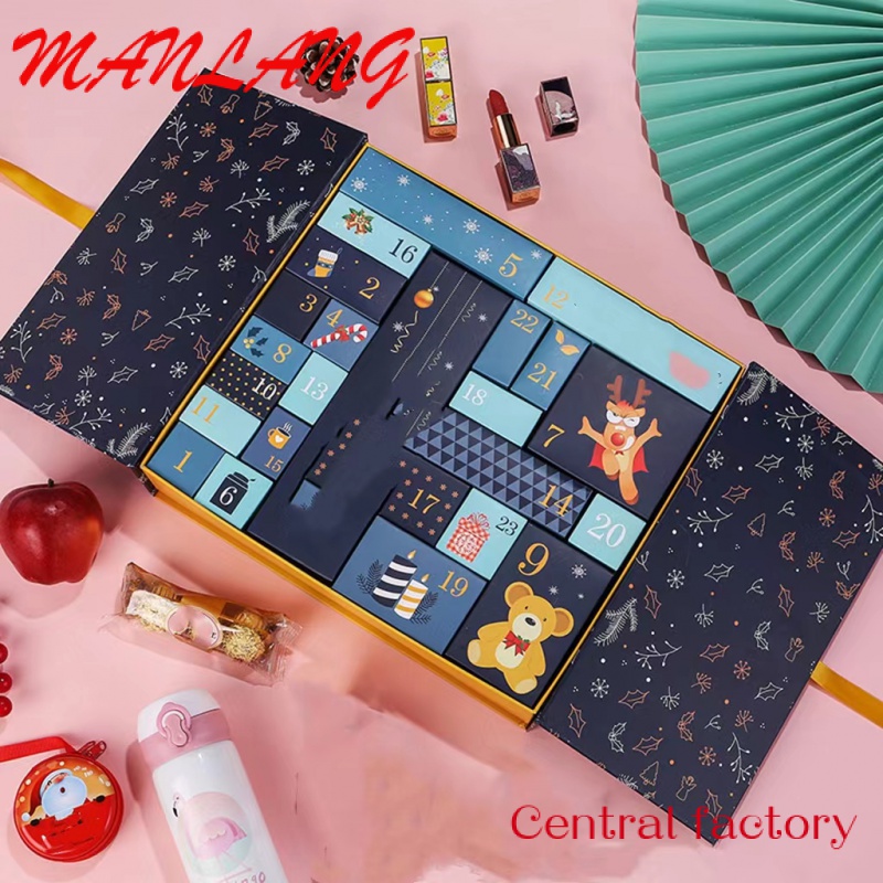 Custom  HOT Custom Advent Calendar Empty Luxury Cardboard Paper Gift Beauty Cosmetic Packaging Countdown Advent Calendar Box
