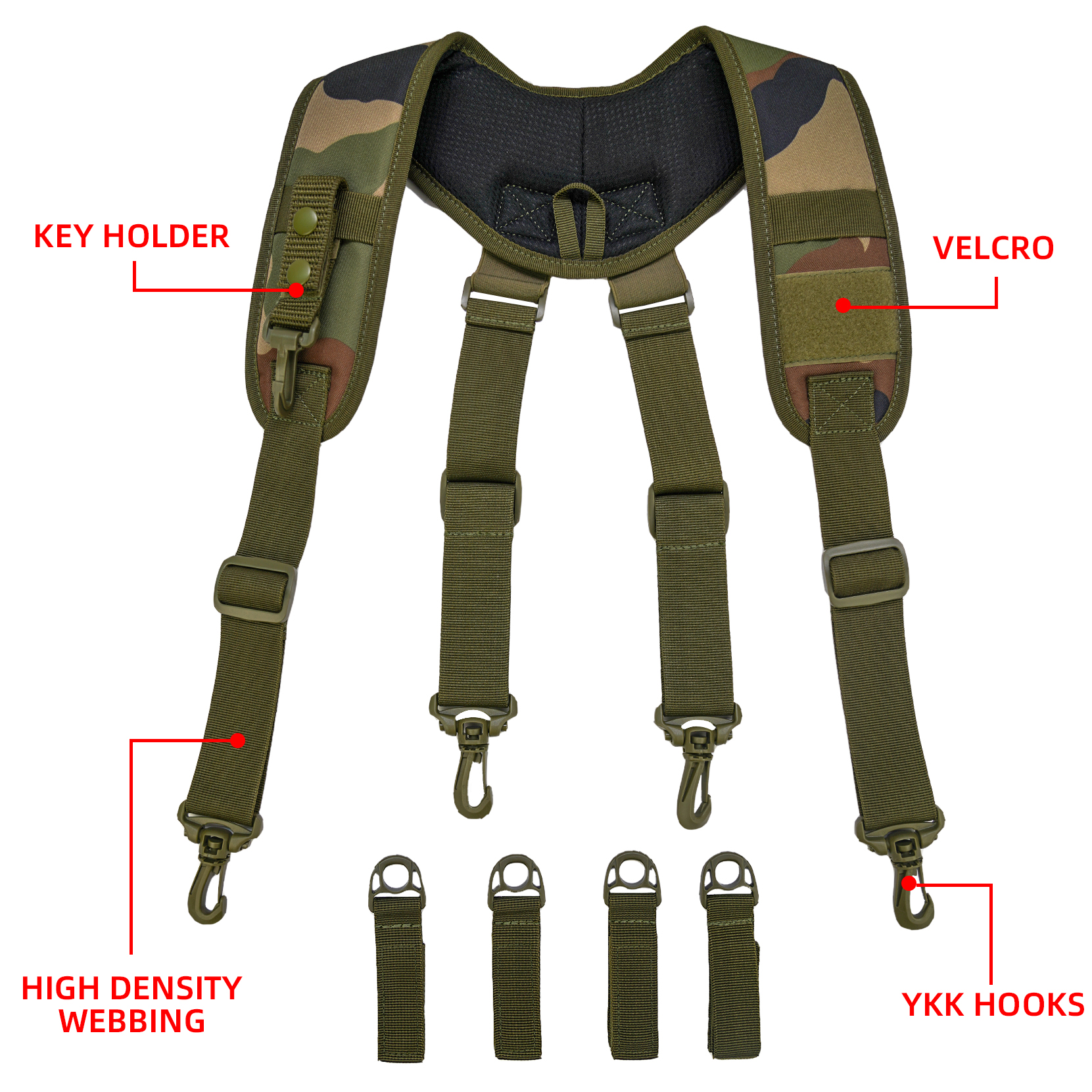 Melotough Tactische Bretels Duty Riem Bretels Padded Verstelbare Tool Riem Bretels Met Sleutelhouder