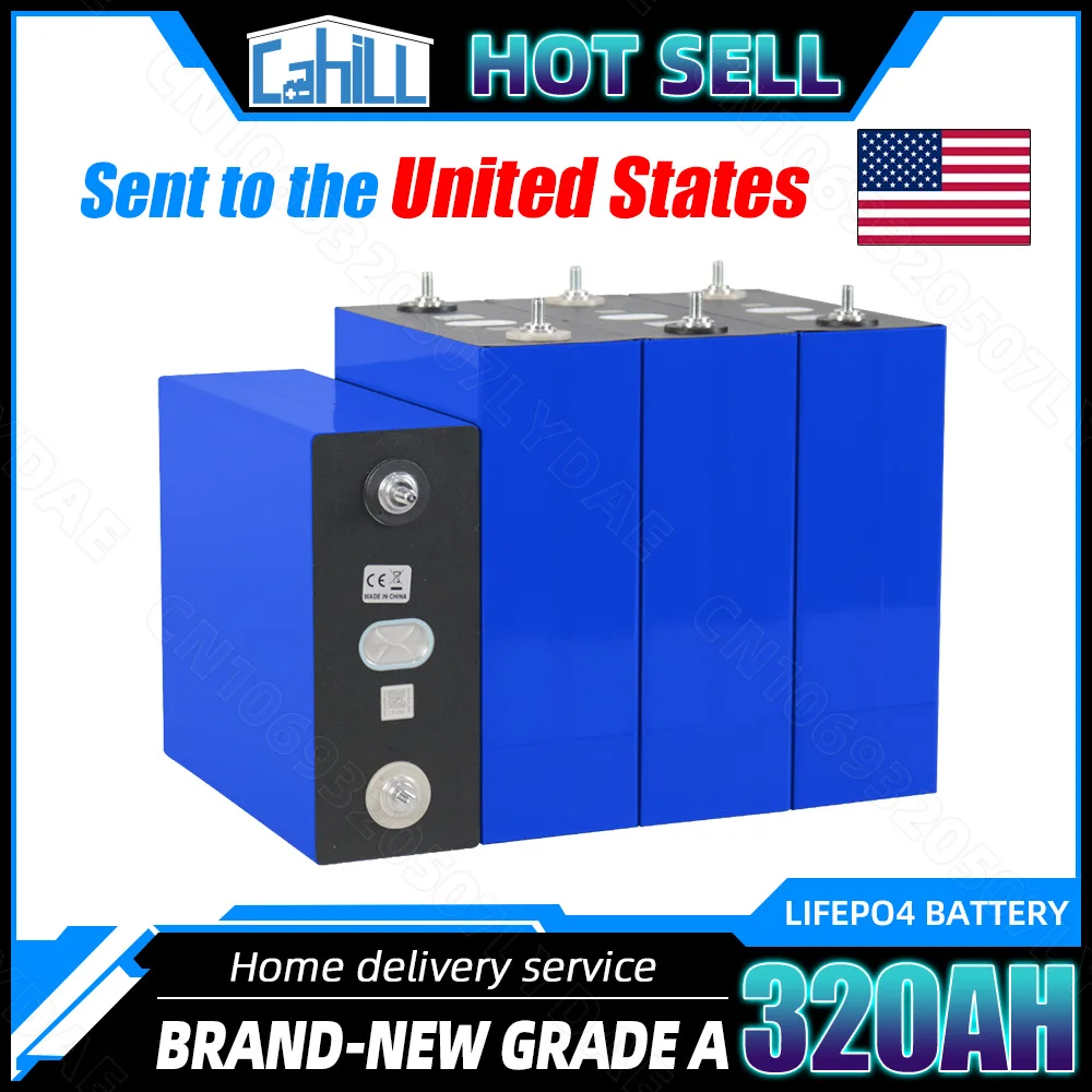 Grade A 8000 cycle 320Ah Lifepo4 Battery 3.2V Lithium iron phosphate Rechargeable Cell For DIY 12V 24V RV Solar Camping EU Stock