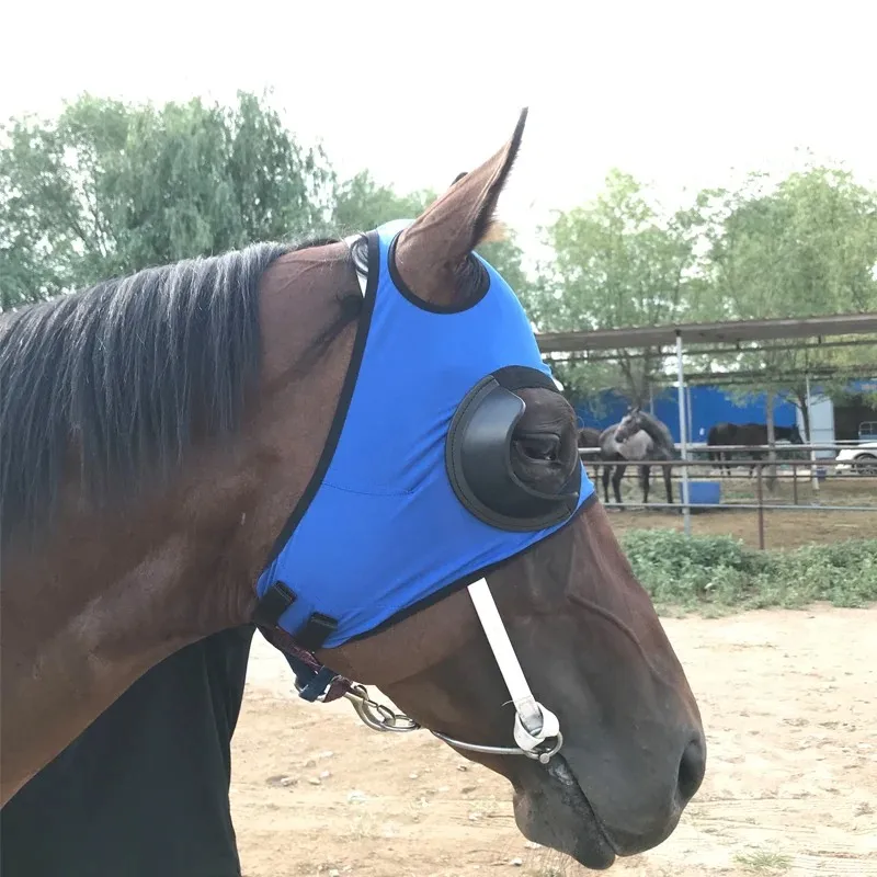 Horse Fly Mask Harness อุปกรณ์ฝาครอบม้า Windproof Eye Mask Speed Race Goggles Horse Head Cover อุปกรณ์ขี่ม้า