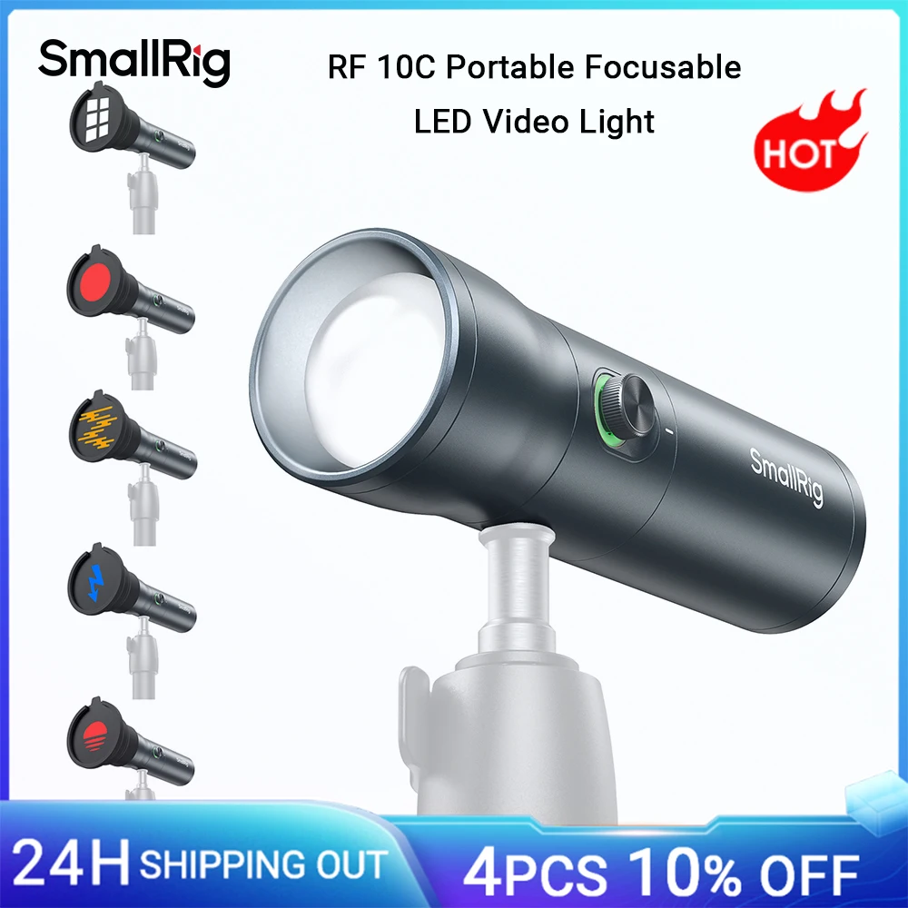 SmallRig RF 10C Portable Focusable LED Video Light with Over 20 Light Filters & Four-color LED Beads Adjustable Brightness -4634