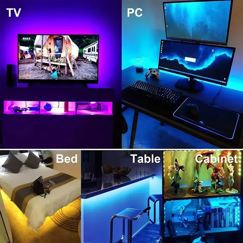 USB 5V Led Strip Light 5050 RGB Led Tape Bluetooth Wifi App Remote Control LED Room Light TV Backlight Strip Light Self-adhesive