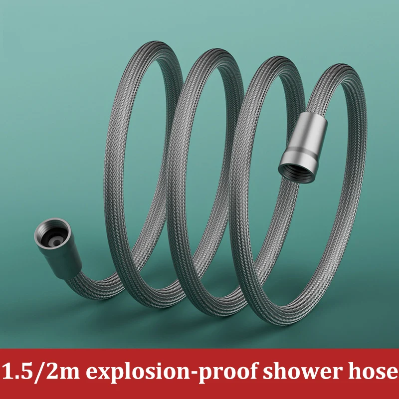 Tubo de chuveiro trançado com corda de nylon, 4 pontos, tubo de água universal, cabeça de chuveiro quente e fria, tubo de conexão à prova de explosão