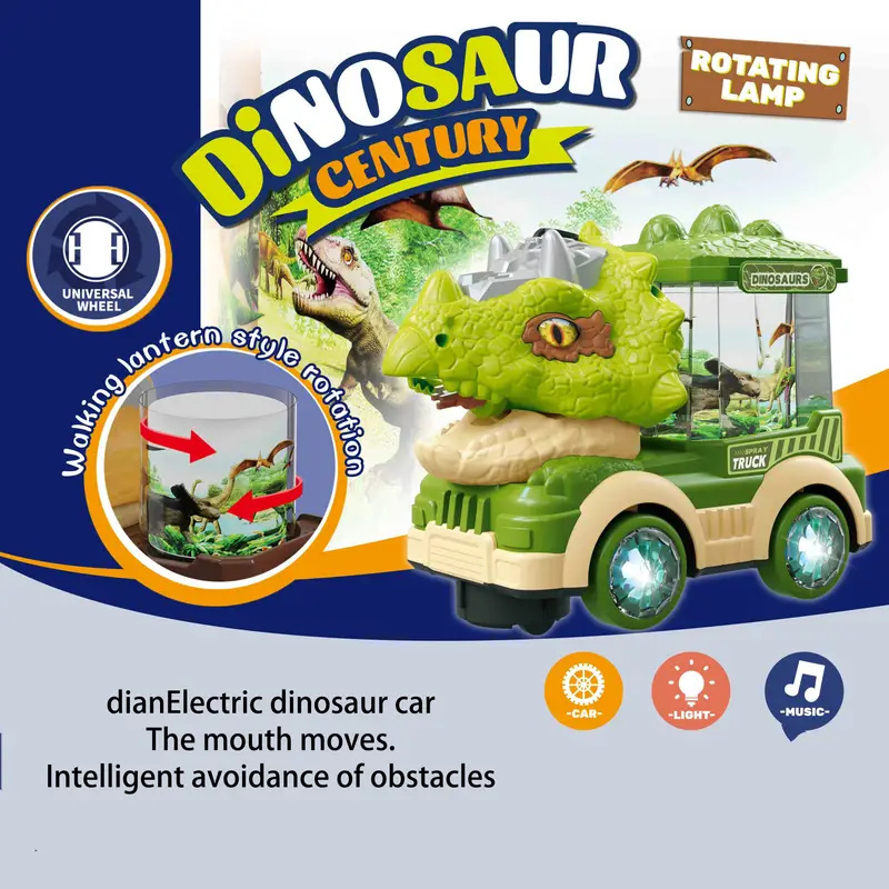 เด็กไฟฟ้า Universal รถไดโนเสาร์ของเล่นสเปรย์ Tyrannosaurus Rex วิศวกรรมรถปริศนาของเล่นสําหรับชายหญิงวันเกิด Xmas ของขวัญ