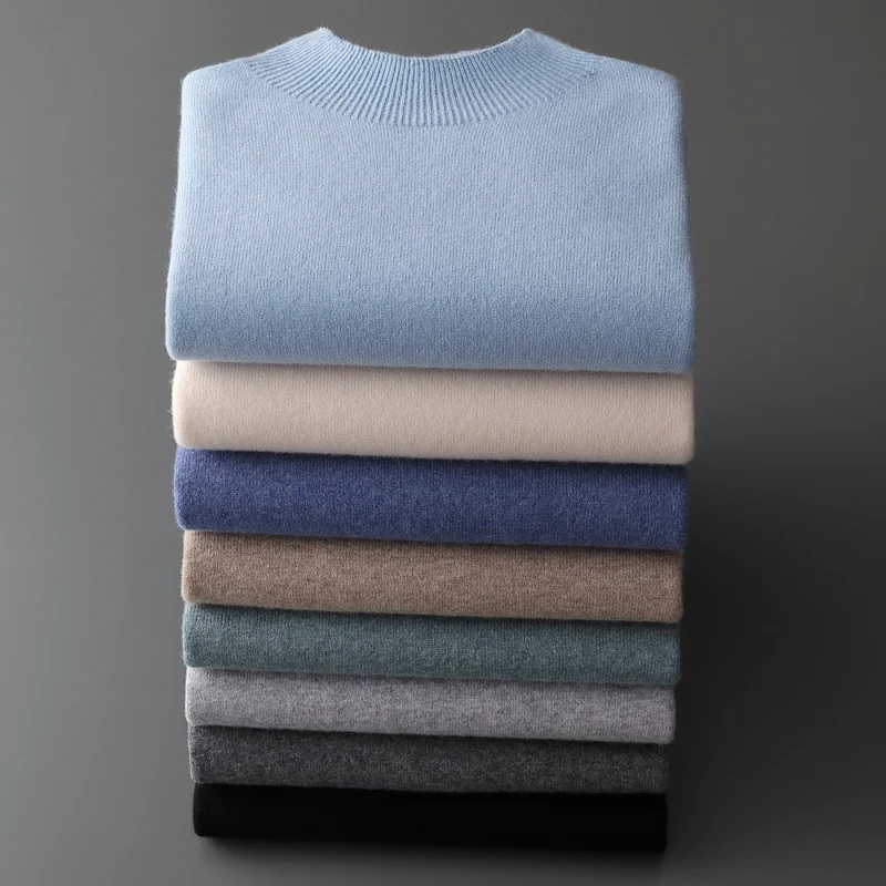 100% zuivere wol kasjmier trui heren halve coltrui casual mode verdikking top breien trui