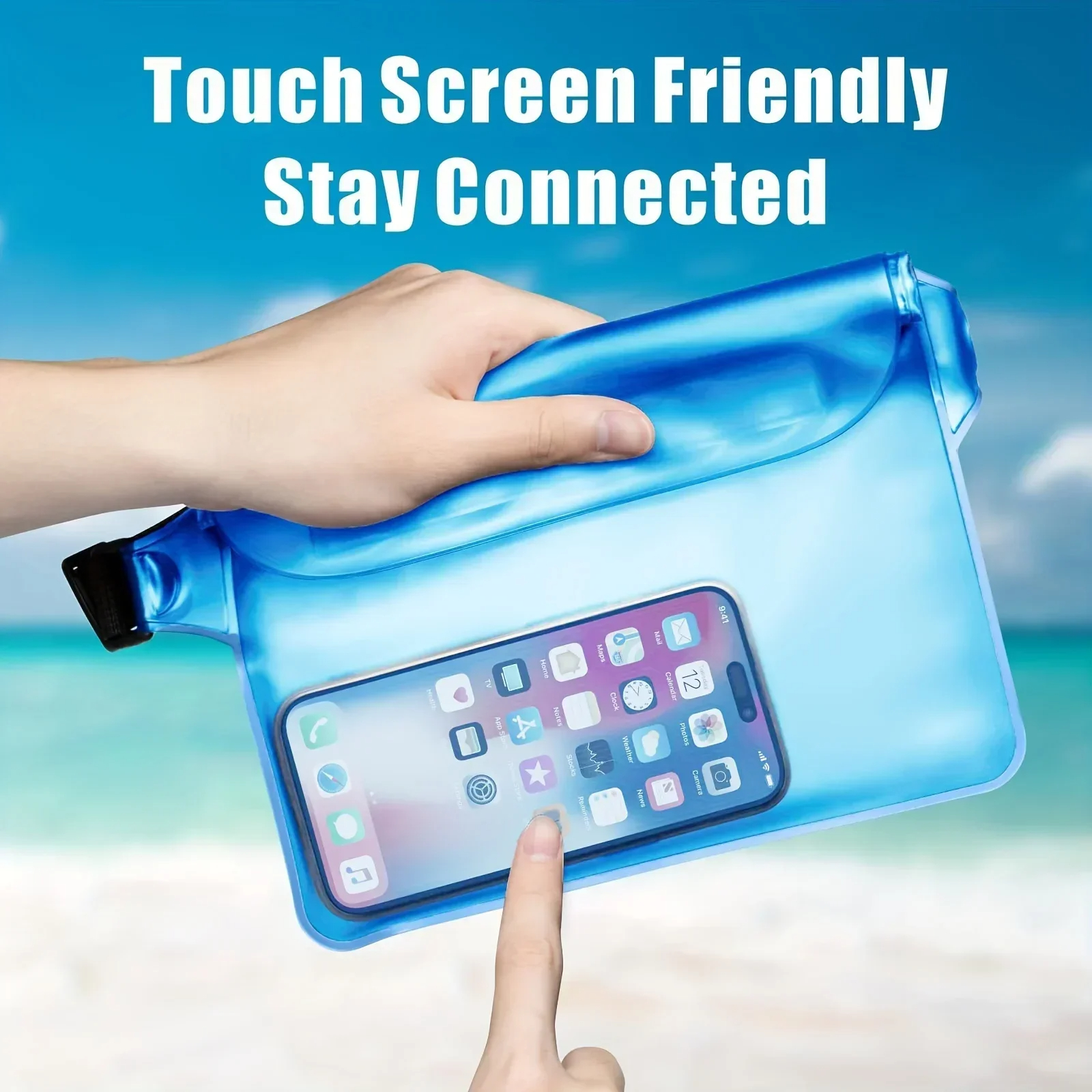 Bolsa impermeable para teléfono con correa de cintura ajustable, bolsa seca para mantener los objetos de valor del teléfono seguro para playa, natación, kayak, canotaje, pesca